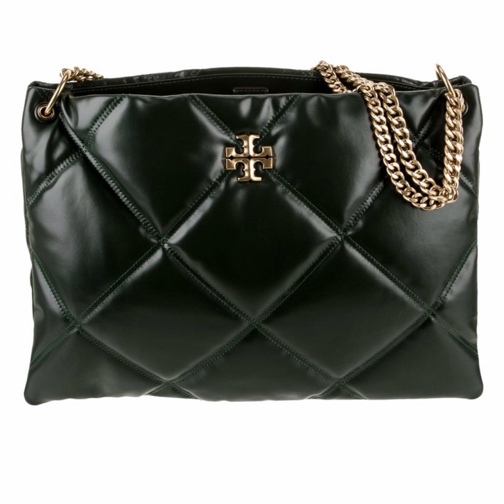 Tory Burch Dark Green Quilted Shoulder Bag